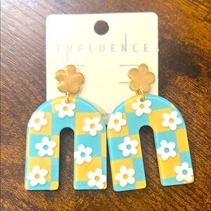 Blue and Yellow Flower Earrings